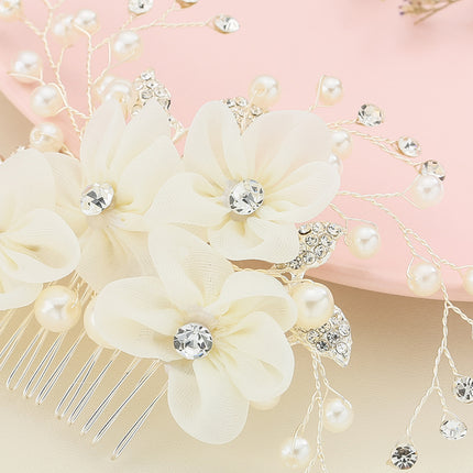 Bruids Trou Diadeem Pêrel Strass Haarborsel