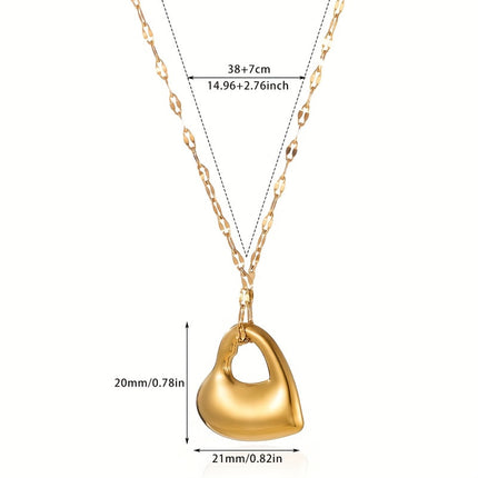 Geometric Heart-Shaped Droplet Minimalist Necklace For Women