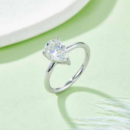 Peervormige Moissanite Met Topgehalte Moissanite Luukse En Modieuse Ligluukse Juweliersware Silwerring S925 Silwer Geëlektroneer Met Platinum