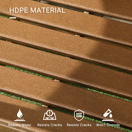 Alleweer Patio Stoel, HDPE Patio Eetkamerstoel, Swaardiens Houtagtige Buitemeubels vir Tuin, Agterplaas, Dek, Stoep, Grasperk, Bruin
