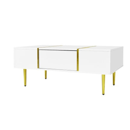 Wit Hoogglans Koffietafel, Modern En Eenvoudig, Met 2 Laaie
