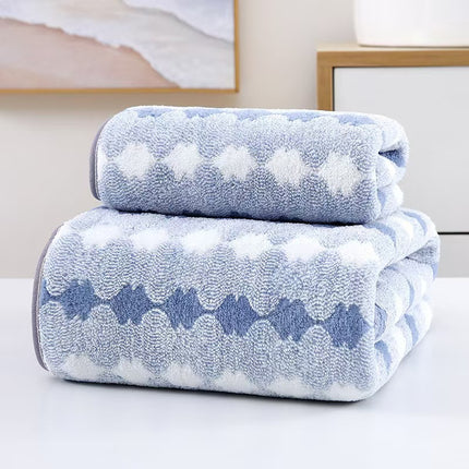 Wide Stripe Dark Stripe Coral Velvet Printing Towels Suit