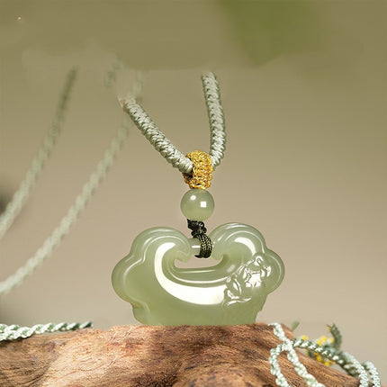 Natuurlike Hetian Jade Vrede En Voorspoed Slot Hanger
