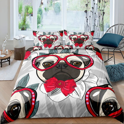 3D Pug Digitale Druk Beddegoedstel