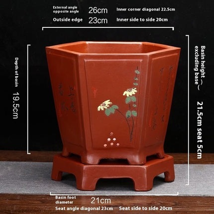 Hexagonal Large Ceramic Flowerpot