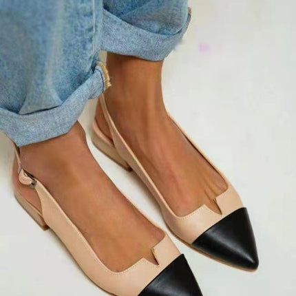 Spring 2024 Summer New Women's Shoes Pointed Flat Bottom Pumps Color Matching Low Heel Shoes