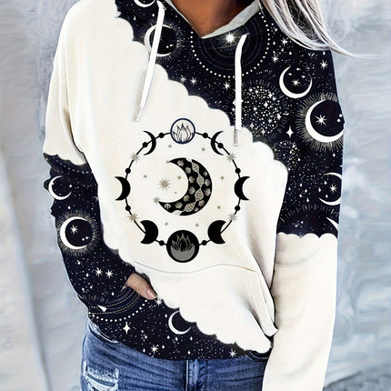 Digital Printing Drawstring Ladies Hoodie Casual Long Sleeve
