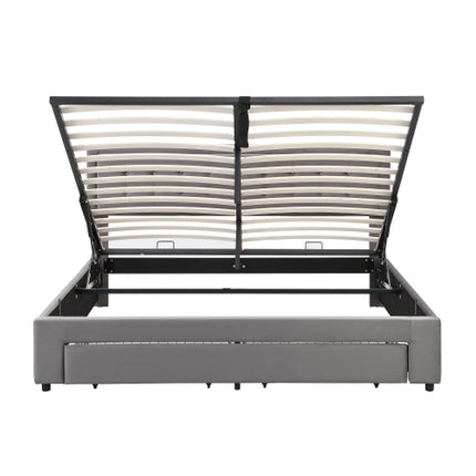 Upholstered Bed,Super King Size Bed-6ft180x200cm, Velvet Fabric, Double Bed, Large Storage Space,With Slats And Headboard,Without Mattress,Grey