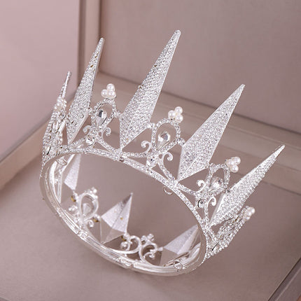 Die Hele Sirkel Vol Diamante Kristal Groot Kroon Trou Hoofbedekking