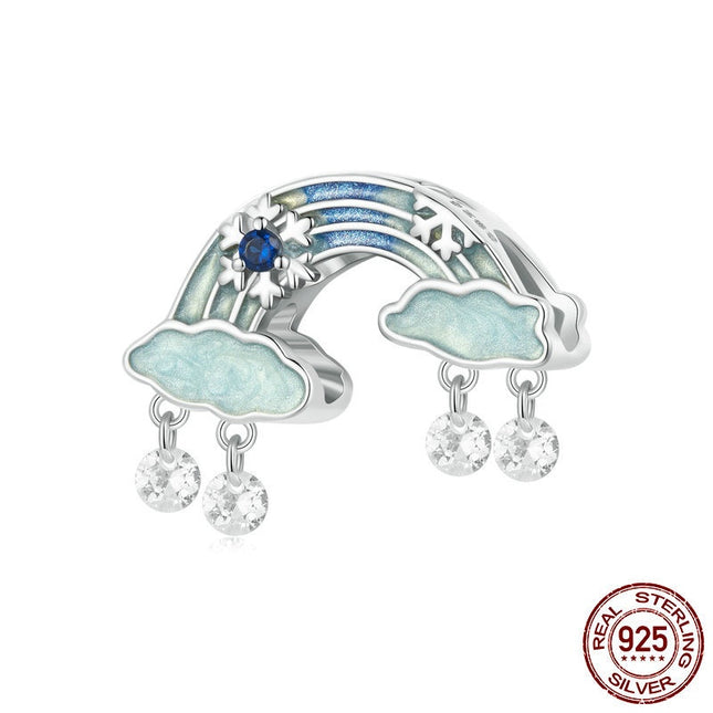 Ys En Sneeu Feetjie Reënboog S925 Sterling Silwer Selfdoen Armband Rygkrale