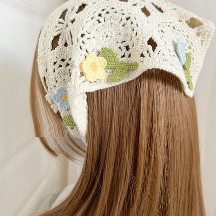 French Style Triangular Binder Retro Headcloth Knitted Headdress Photo