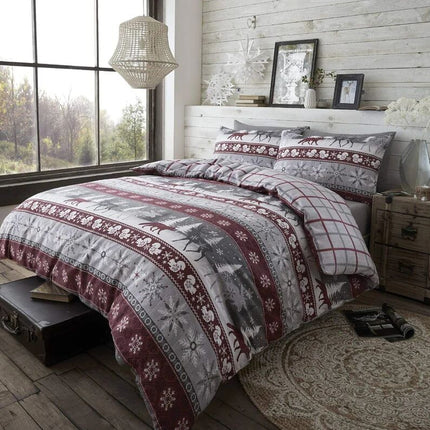 Kersfees Perskevelstof Bed Drie-stuk Stel
