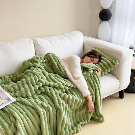 Sagte Wind Borrel Fluweelkombers Warm Soliede Konynbontkomberse Dubbelzijdige Verdikking Oortreksel Gooi Warm Bontkombers