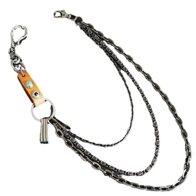 Simple Vintage Inlaid Colorful Beads Chain Punk Hip Hop Jeans Overalls Chain