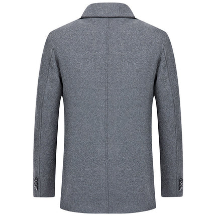 Men's Woolen Overcoat With Fleece And Thick Lapels