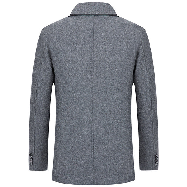 Men's Woolen Overcoat With Fleece And Thick Lapels