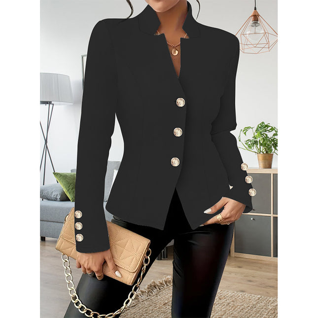 Women Casual Blazers Long Sleeve Business Outerwear Slim Fitting Single Breasted Jacket