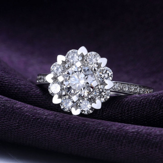 Mikro-karaat Verloof- en Trouring Ring Vroulike Voornemerring 18K Goud Diamantring Sirkon Kaal Diamant