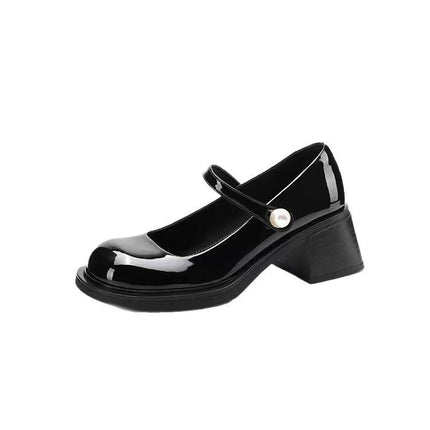 Franse Styl Vintage Mary Jane Klein Leerskoene Vir Vroue