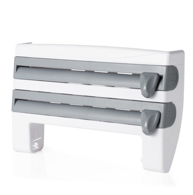 Multifunction Wall-Mount Cling Film Storage Wrap Cutter Rack Paper Holder for Kitchen