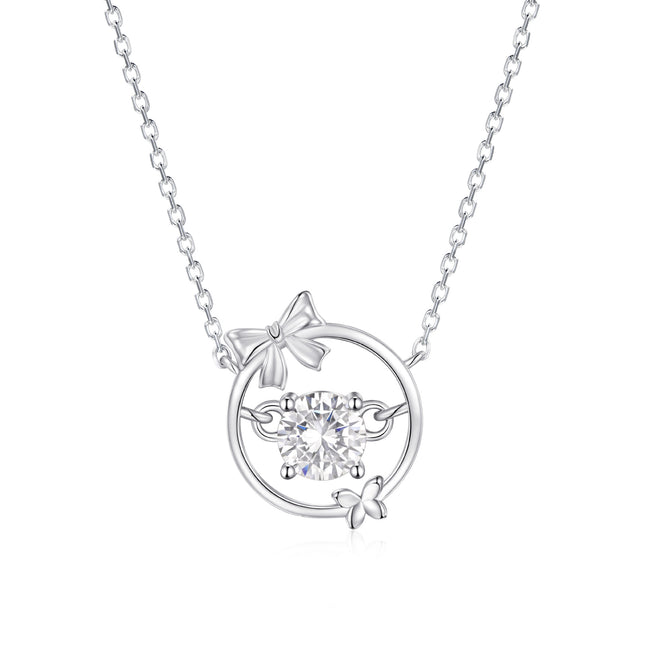 925 Sterling Silver Bow Necklace Accessory