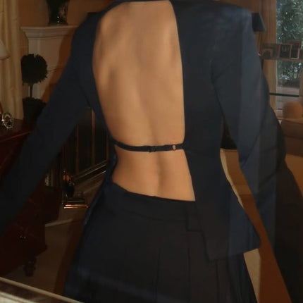Long - Sleeve Open - Back Blazer