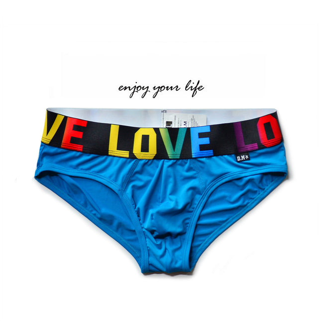 Men's Low Waist Solid Color Rainbow Belt Letter Briefs