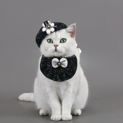Flower Beret Hat Bow Lace Bib