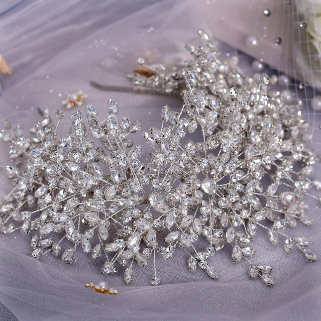 Nuwe Swaar Handgemaakte Rhinestone Ys- en Sneeukoningin Troukroon
