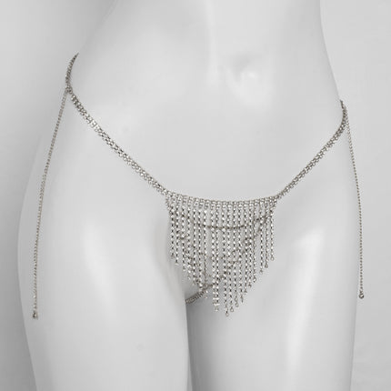 Kwastjie Sexy Middelketting T-rug Rhinestone Ketting Liggaamskettings Onderklere