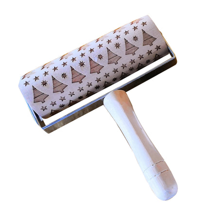 Push-Style Christmas Embossing Rolling Pin Printed Cookie Dough Stick Fondant Tool Baking Noodle Cake Dough Engraved Roller Q40