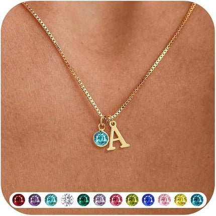 Vroue se Voorletters Geboortesteen Ketting Mode