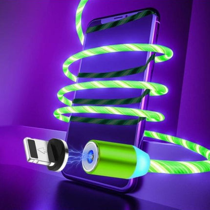 Compatible with Apple, Flowing Ligh Magnetic Streamer Data Line Cable for Iphone Android Typec