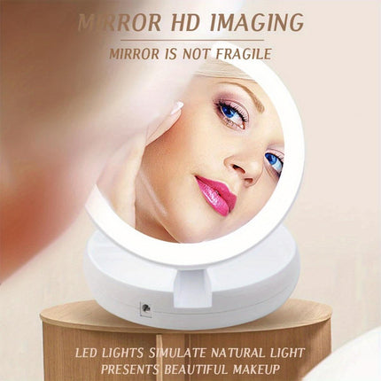 LED Illuminated Makeup Mirror, High-definition Desktop Vanity Mirror, A Must-have For Girls' Dormitories And Bedrooms.