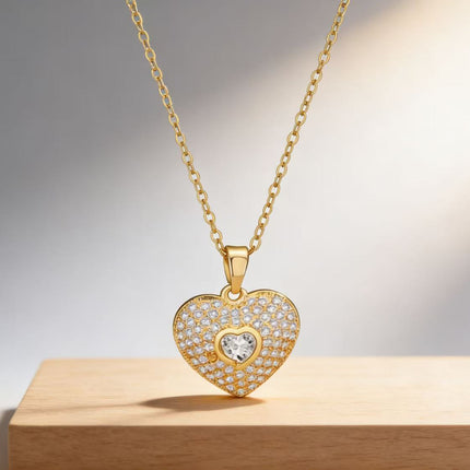 Dubbele Hart Moissanite Halssnoer Vroue Sleutelbeenketting Met Hanger