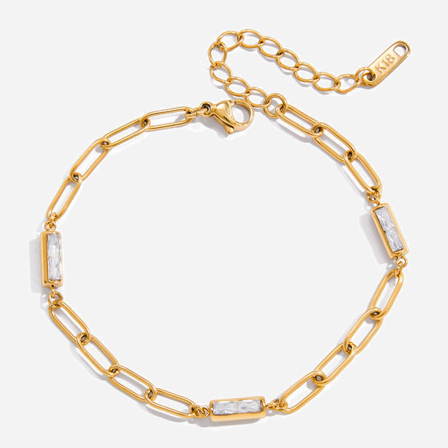 Vlekvrye Staal Armband Met Wit Sirkone