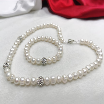 8-9mm Pêrel Halssnoer Armbandstel