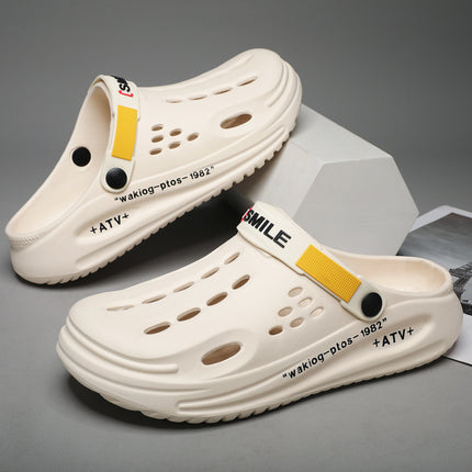 Summer Thick Bottom Shit Feeling Plus Size Closed-toe Slippers Men