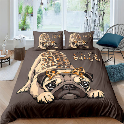3D Pug Digitale Druk Beddegoedstel