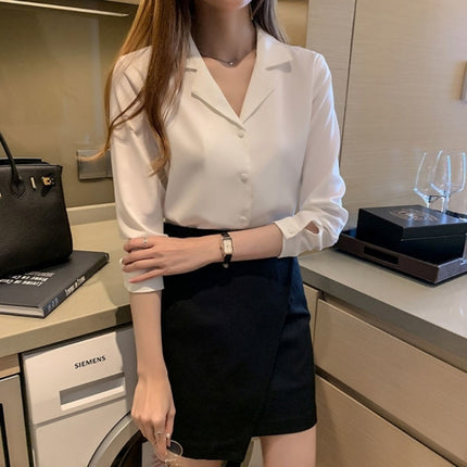 Women's Solid Color Buttons Loose Chiffon Shirt