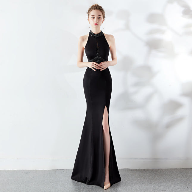 Women's Fashion Temperament Fishtail Hanging Neck Evening Dress