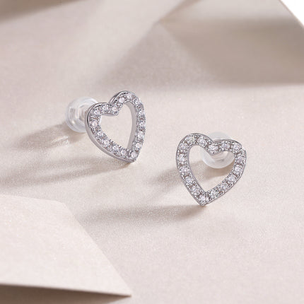 From The Heart - Premium Moissanite Luukse Mode Ligte Luukse Juweliersware Silwer Oorknoppies S925 Versilwerde Platinum