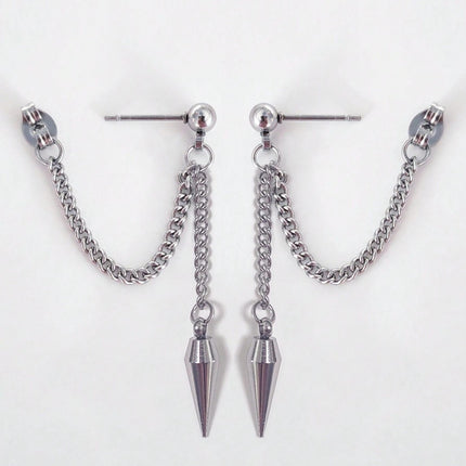 Personalized Long Ear Studs Simple Rivet Chain Cold Style