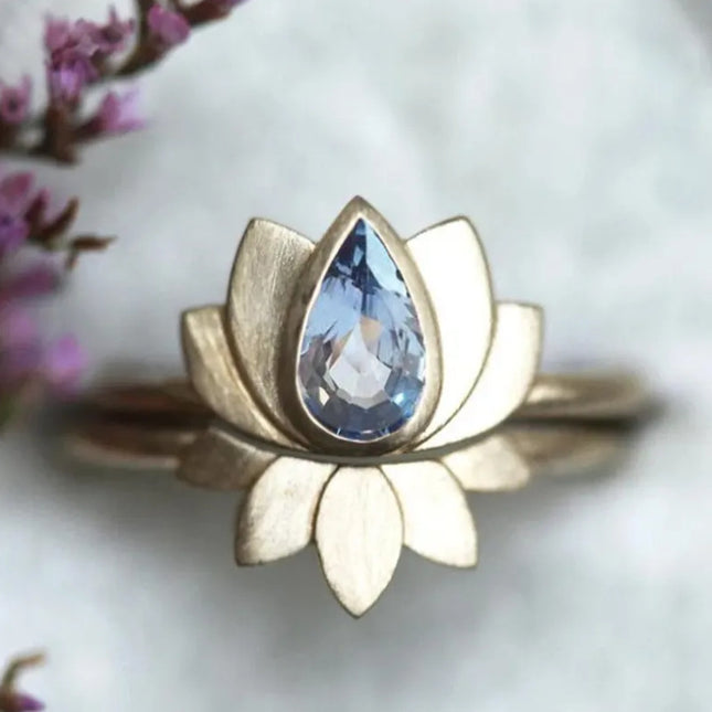 Retro Kreatiewe Ontwerp Nis Lotusblom Ring