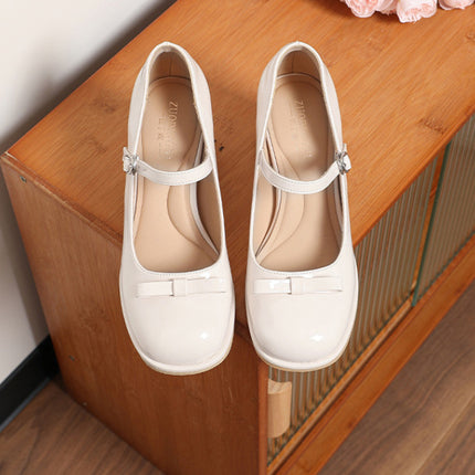 Chunky Heel Round Toe Large Size Wide Feet Mary Jane Shoes Women