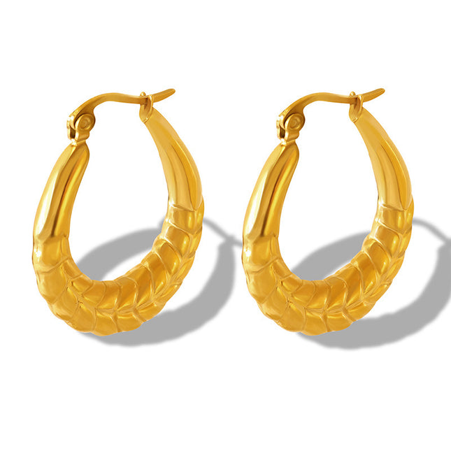Unisex Style Geometric Refined Grace Titanium Steel Gold-plated U-shaped Wheat Earrings