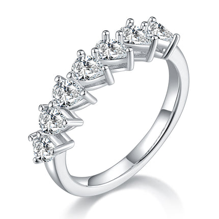 A Luxurious And Fashionable Light Luxury Jewelry Silver Ring Set With Top-quality Moissanite, S925 Silver Plated With Platinum