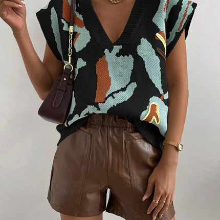 Knitted Vest V-neck Thread Jacquard Vest