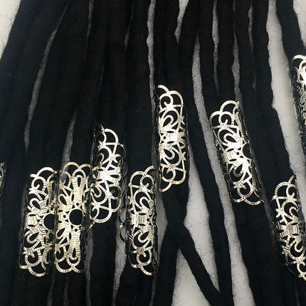 20 Pieces Round Adjustable Golden Metal Hair Tube Beads Rings