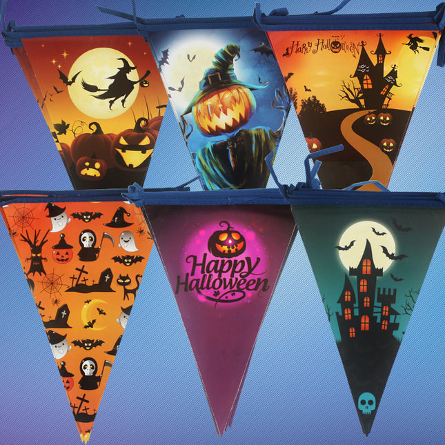 Halloween Paper Banner Ghost Pumpkins Witches Bunting Pennant